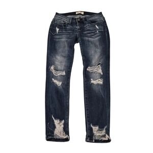 BKE Stella Low Rise Ankle Skinny Distressed Jeans Dark Wash 27